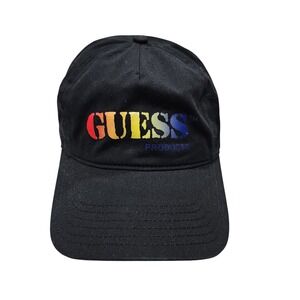 Guess Products Hat Cap Strap Back Mens One Size Black Rainbow Logo Baseball